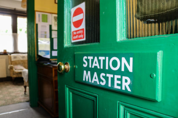 Corfe Castle railway station station master's office door sign