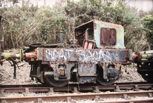 Photograph of the 'Beryl' engine of the Swanage Railway before restoration