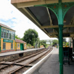 The tracks and waiting area at Corfe Castle railway station