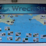 Map of wreck sites outside Divers Down in Swanage