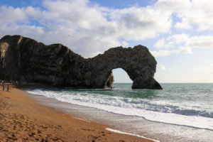 Durdle Door arch and its shingle beach