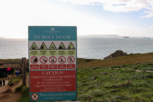 Danger warning sign at Durdle Door