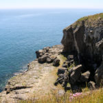 Durlston cliff with Tilly Whim caves entrance visible