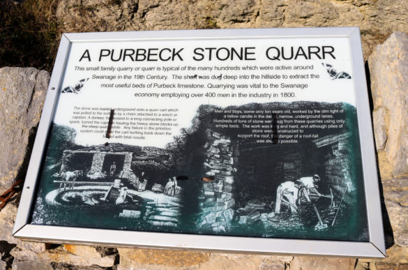Purbeck stone quarr information board at Durlston, Swanage
