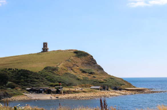 View of Clavell Tower across Kimmeridge Bay