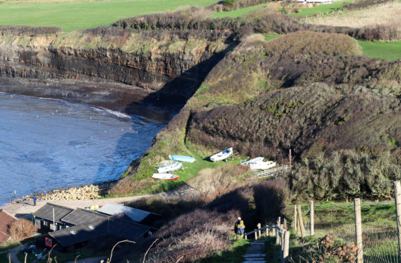 Kimmeridge boat park viewed from Clavell Tower's steps