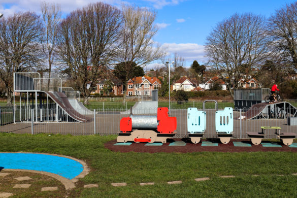 Train-shaped play equipment at King George's playing fields