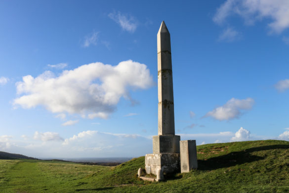 Side view of the obelisk above Swanage