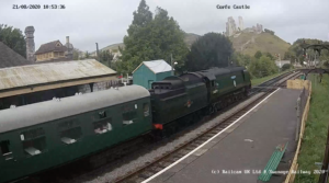 Screenshot Corfe Castle station webcam train