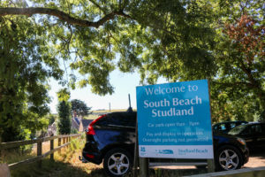 South Beach car park sign in Studland