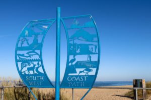 South West Coast Path sign at Shell Bay