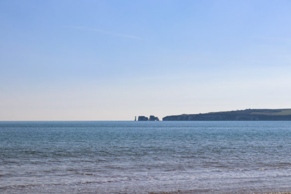 Old Harry Rocks and Wife across the sea at Studland Naturist Beach