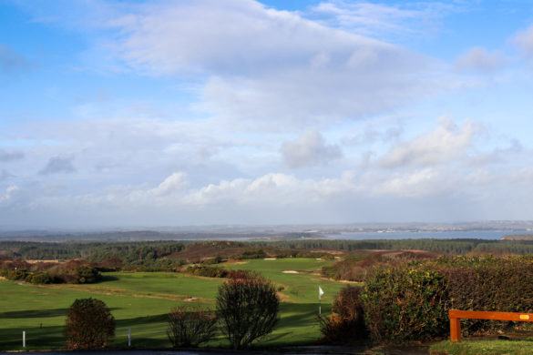 Looking over the greens at the Isle of Purbeck Golf Club