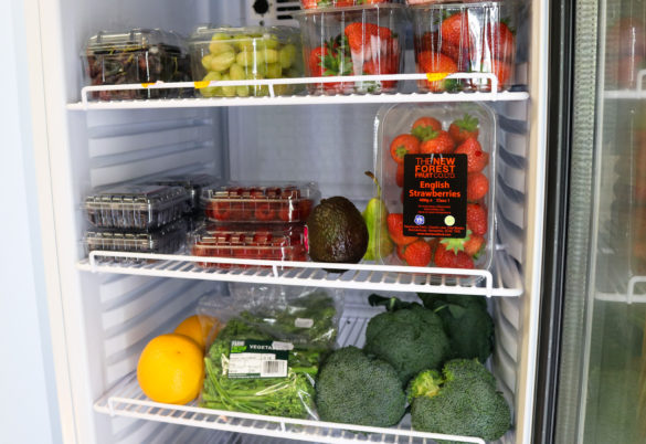 Studland Stores' fruit and veg in a fridge