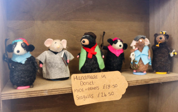 Felted animals for sale in Studland Stores