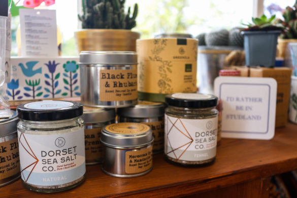 Bath salts and candles in Studland Stores