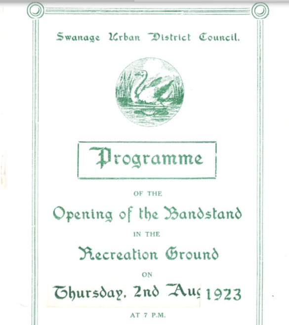 Programme for the opening of the Swanage Bandstand in 1923