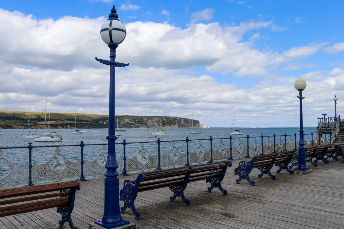 Benches and lights on Swanage Pier