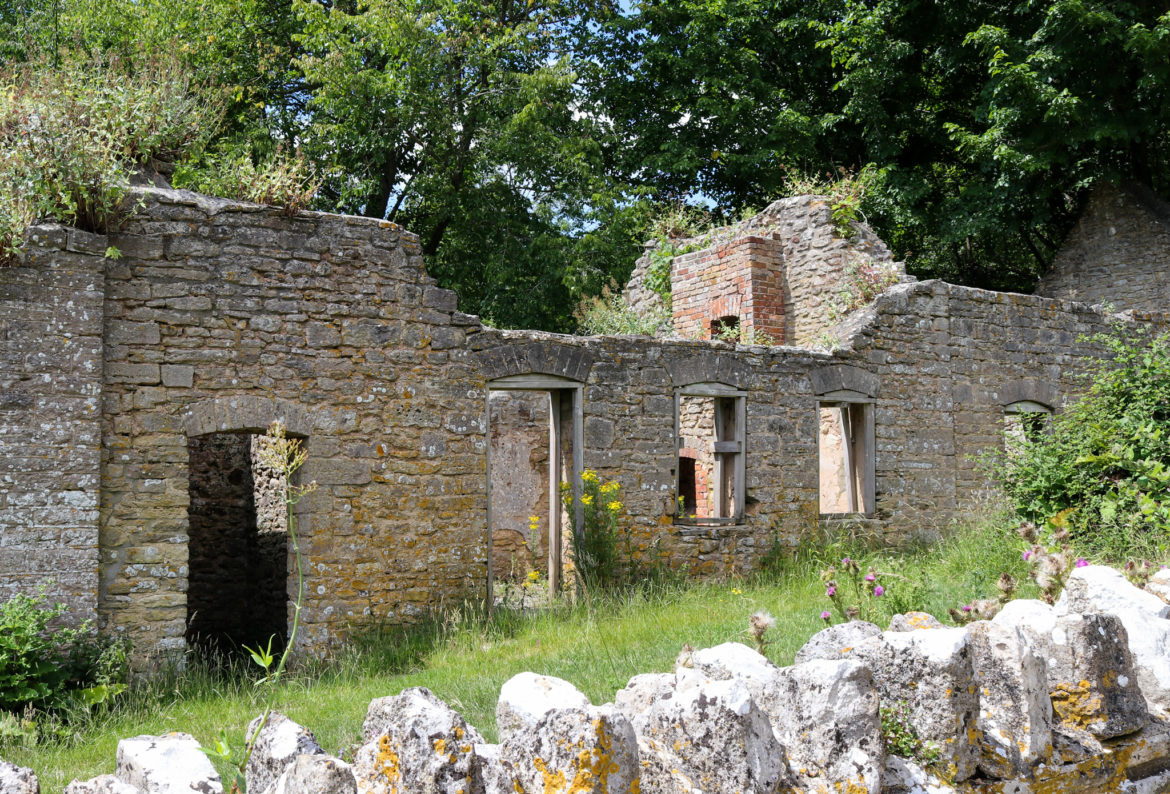 Ruined cottages in Tyneham village