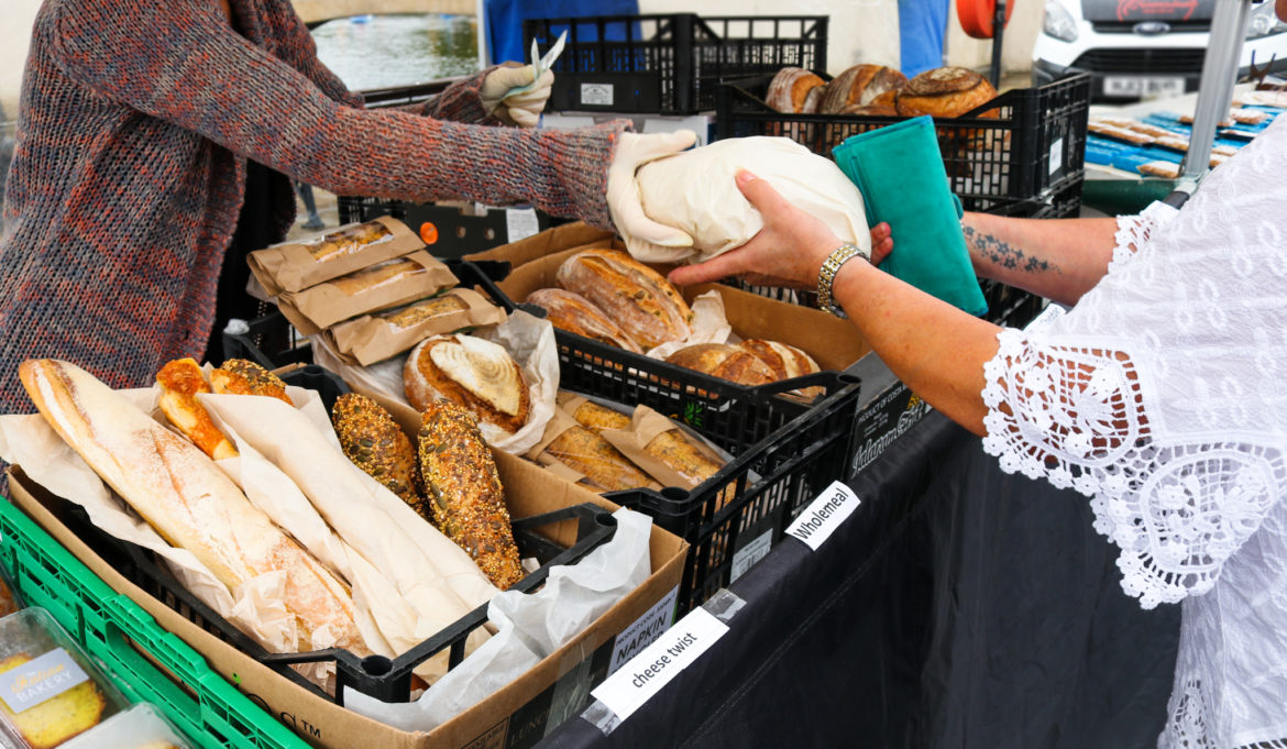 Buying bread from the Italian Bakery at Wareham Market