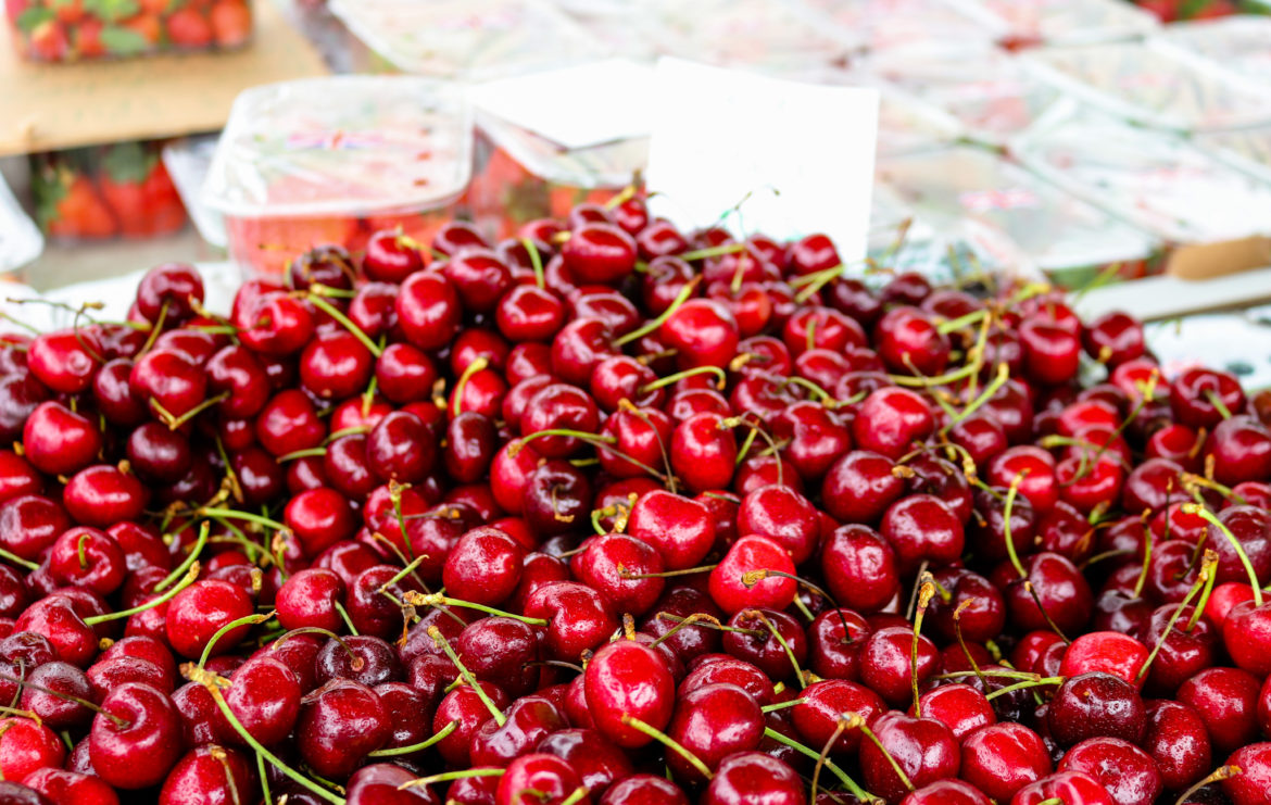 Cherries for sale in Wareham market