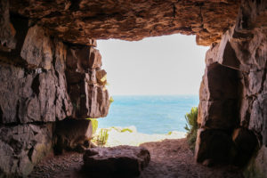 View of sea from within cave at Winspit