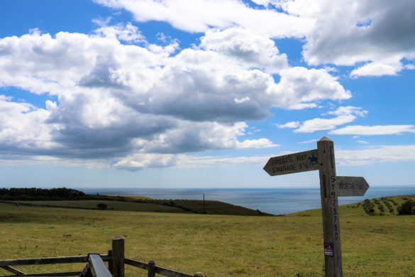 Signpost for Priest's Way and Swanage in Worth Matravers