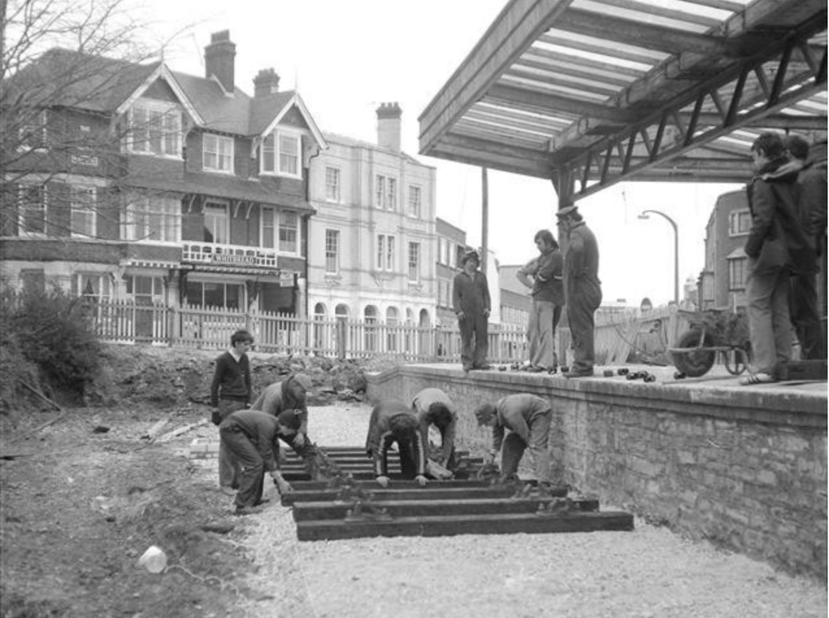 Laying the tracks at Swanage Station