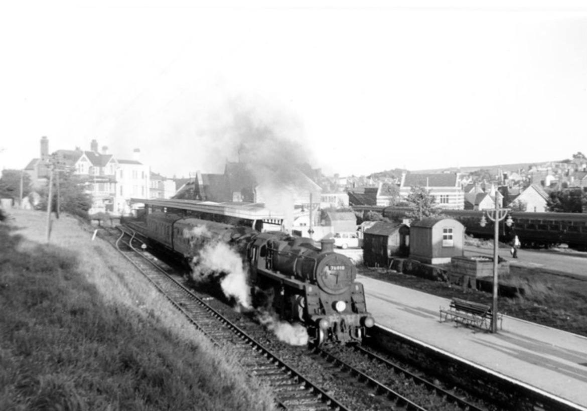 The No. 76010 leaves Swanage on 4 September, 1966