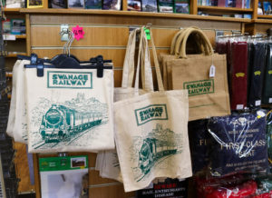 Swanage Railway bags for sale in station shop