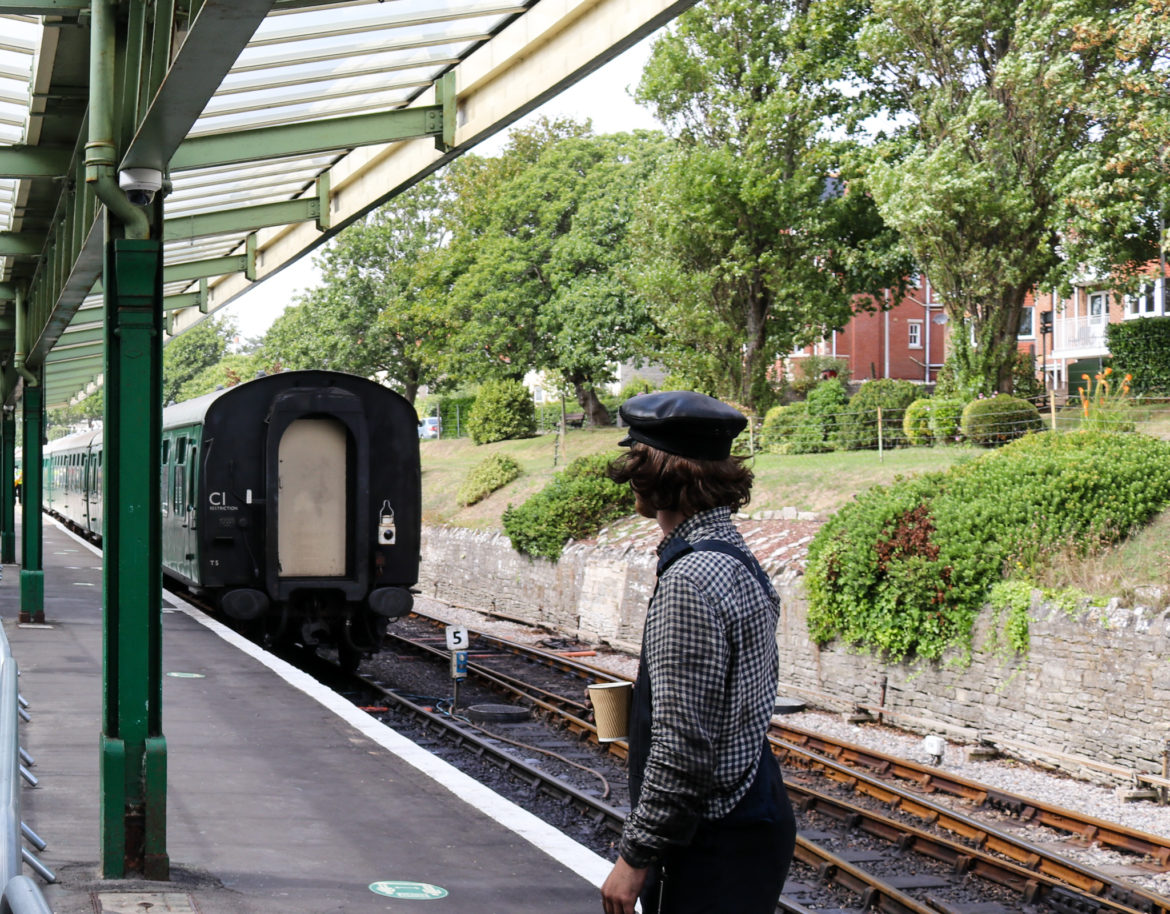 Swanage Railway footman on platform