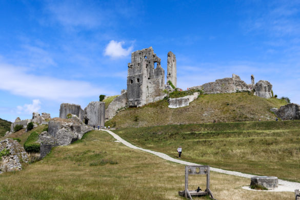 Pathway and stocks at Corfe Castle