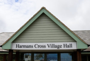 Harman's Cross village hall sign