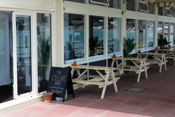 Seating outside the Cellar Bar in Swanage
