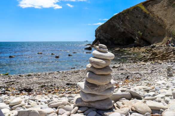Rock sculpture on Pondfield Cove beach near Worbarrow Bay