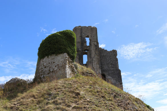 Section of Corfe Castle from underneath hill