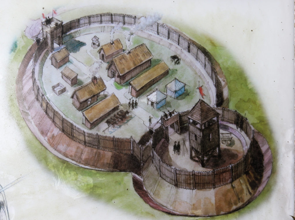 National Trust information illustration reconstruction of Corfe Castle Rings