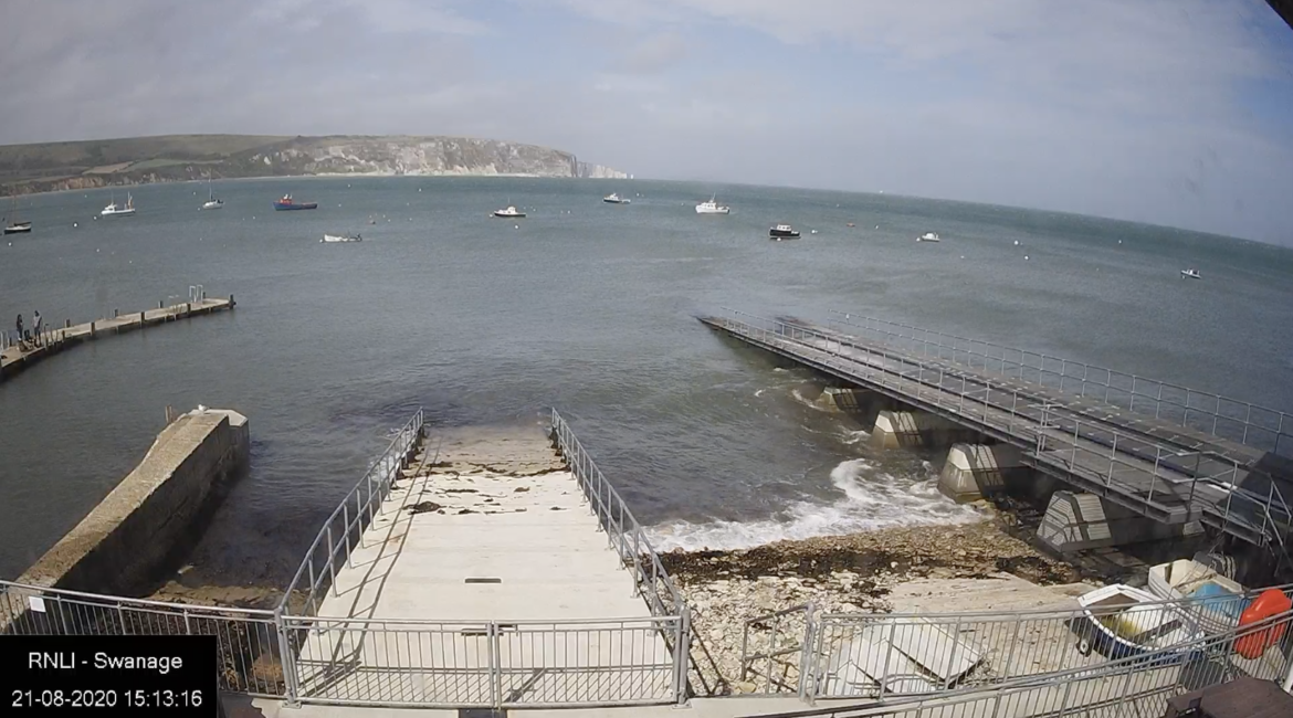 Webcam showing Swanage Bay from Swanage Lifeboat Station