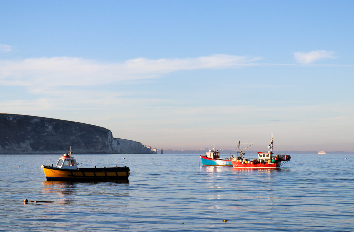 Fishing boats in Swanage Bay