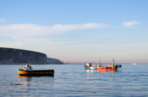 Fishing boats in Swanage Bay