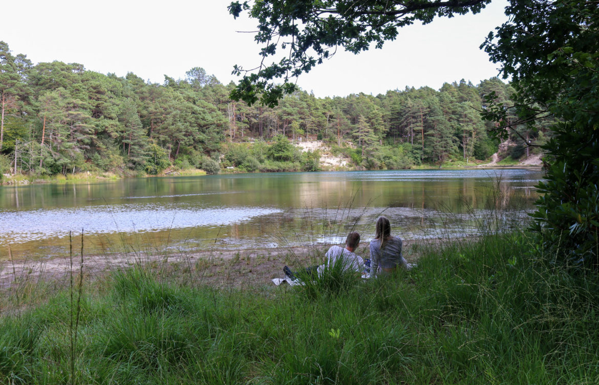 Couple having a picnic by the Blue Pool