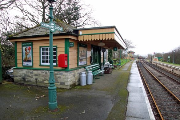 The platform and train tracks of Harman's Cross station