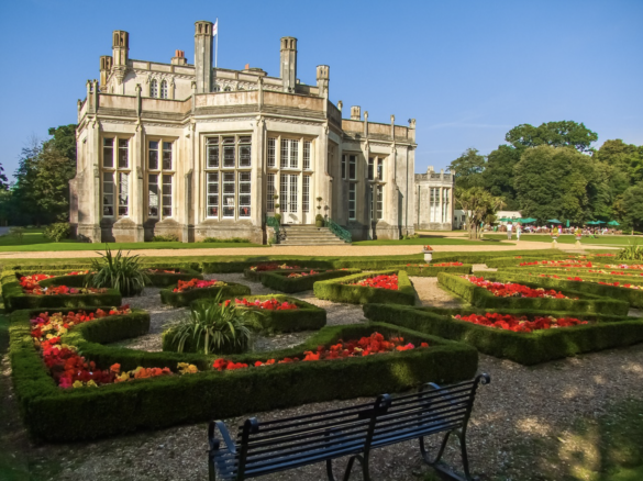 Highcliffe Castle with formal gardens in front, Christchurch