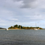 View of island and boats from Arne beach
