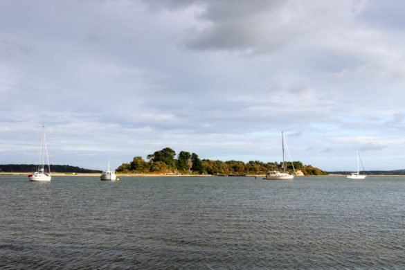 View of island and boats from Arne beach
