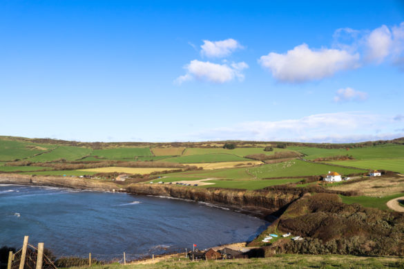 Kimmeridge Bay viewed from the steps up to Clavell Tower