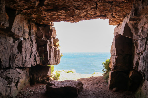 The sea viewed from a disused quarry cave at Winspit