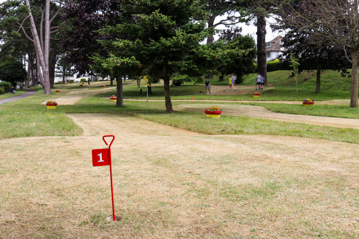 First hole of Beach Gardens' pitch and putt in Swanage