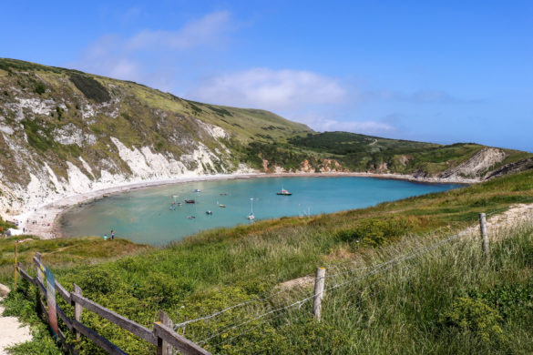 Lulworth Cove viewed from the path at Stair Hole