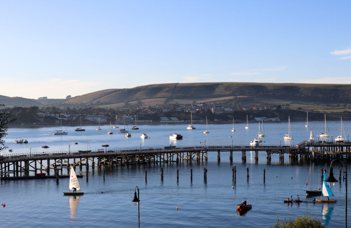 Swanage Pier and Purbeck Hills